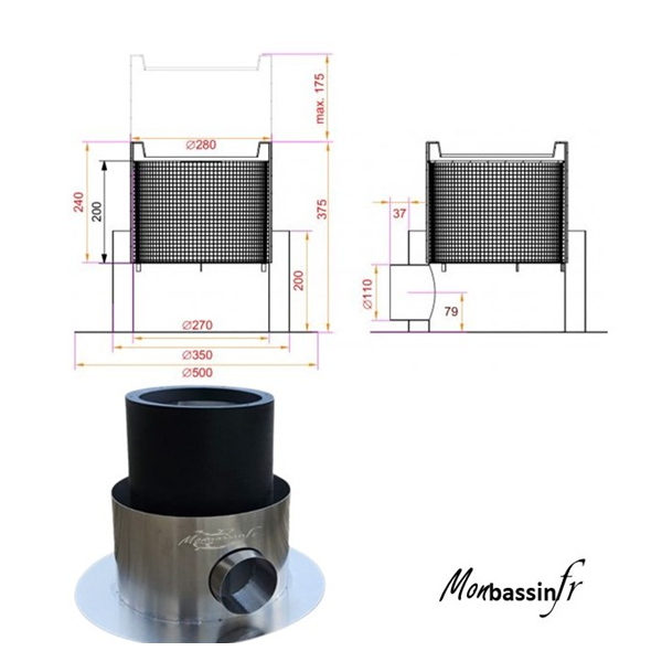 Skimmer professionnel en acier inoxydable
