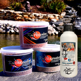 Pack Nourriture 4 Saisons Koï & Poissons de Bassin | Malamix + Koï Zen, One, Colors – MonBassin.fr