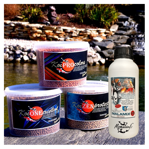 Pack Nourriture 4 Saisons Koï & Poissons de Bassin | Malamix + Koï Zen, One, Colors – MonBassin.fr