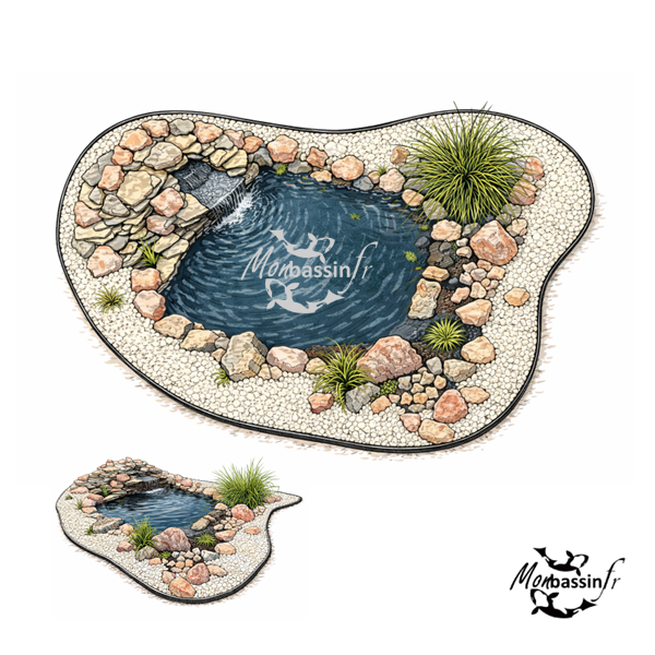 Pack bassin avec cascade 8500 L – Kit complet EPDM & filtration