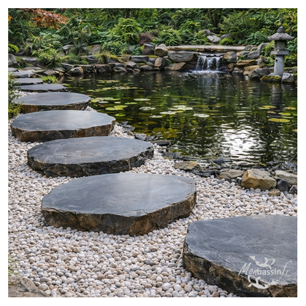 pas japonais basalt dans jardin