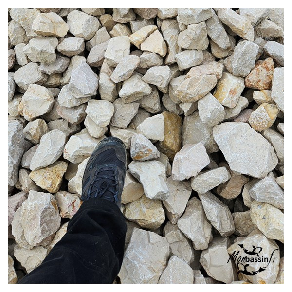 Roche Jura 80/150 mm comparaison taille pied éclats anguleux beige MonBassin