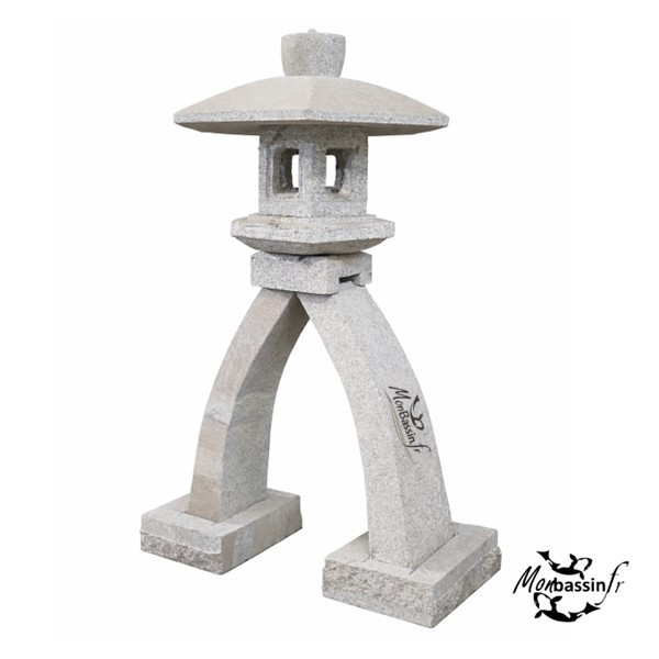 Lanterne japonaise Osaga 100 cm granit massif bipode vue détourée MonBassin