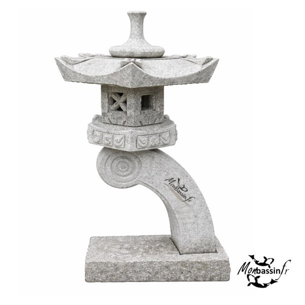 Lanterne Rankei 90 cm – Granit Courbé Japonais | MonBassin.fr