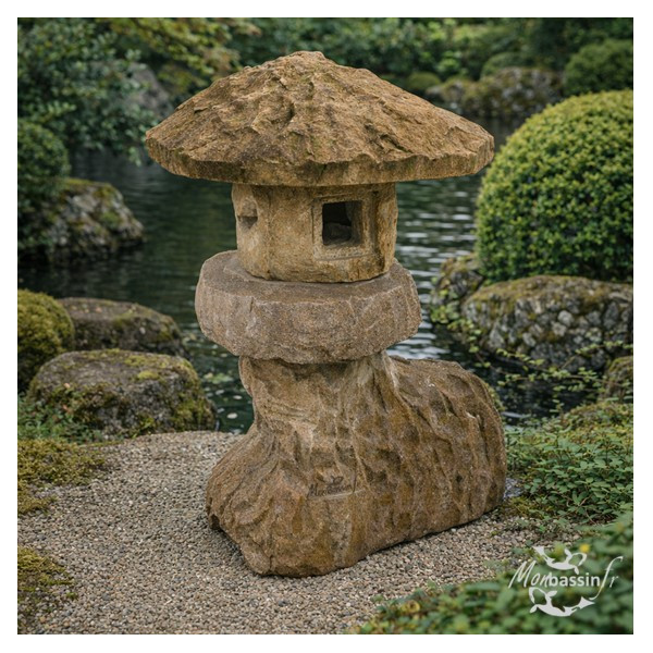 Lanterne Yamatoro 75 cm – Grès Rustique Japonais | MonBassin.fr