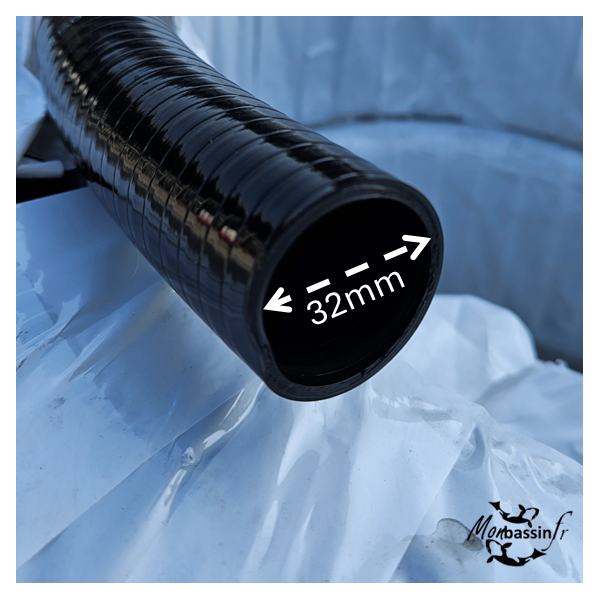Tuyau souple renforcé 32 mm noir | Fabriqué en France | MonBassin.fr