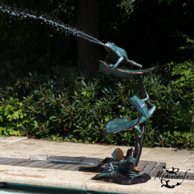 Fontaine Grenouilles sur Feuille de Lotus Bronze | MonBassin.fr