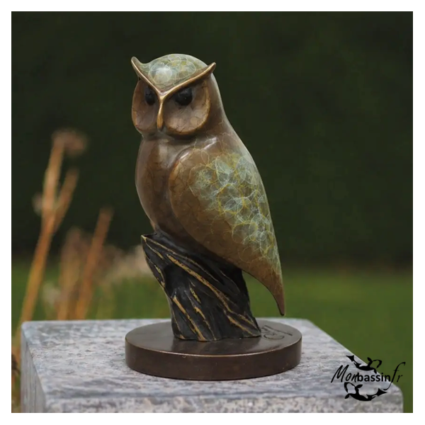 Statue Hibou Bronze Jardin | MonBassin.fr