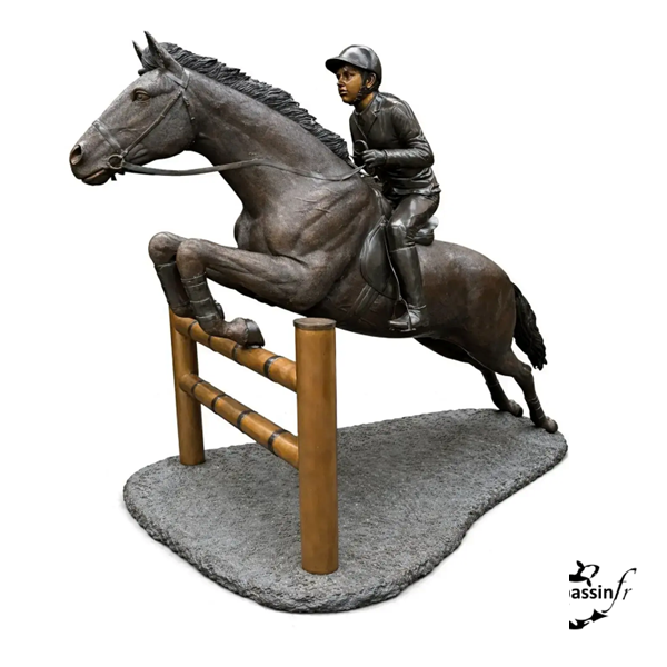 Statue Monumentale Cheval Jockey Bronze | MonBassin.fr