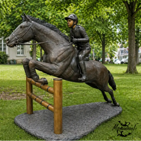 Statue Monumentale Cheval Jockey Bronze | MonBassin.fr