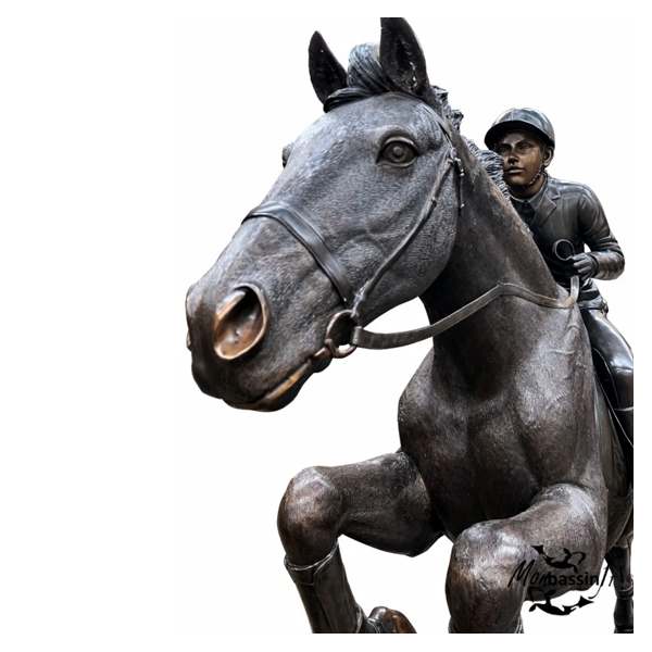 Statue Monumentale Cheval Jockey Bronze | MonBassin.fr