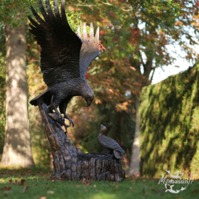 Statue Monumentale Aigle et Nid Bronze | MonBassin.fr