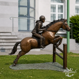 Statue Monumentale Cheval Jockey Bronze | MonBassin.fr