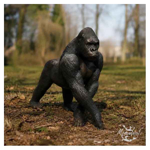 Statue Gorille Bronze Grandeur Nature | MonBassin.fr