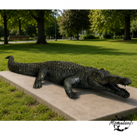 Statue Monumentale Alligator Bronze Grandeur Nature | MonBassin.fr