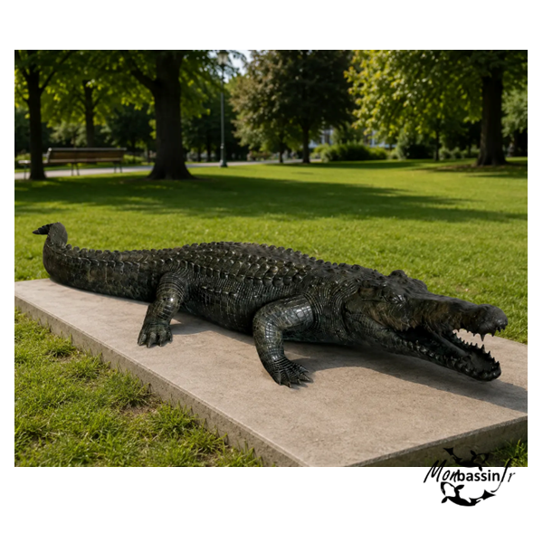 Statue Monumentale Alligator Bronze Grandeur Nature | MonBassin.fr