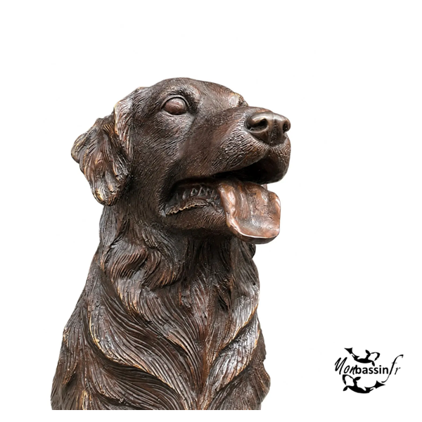 Statue Golden Retriever Bronze Jardin | MonBassin.fr
