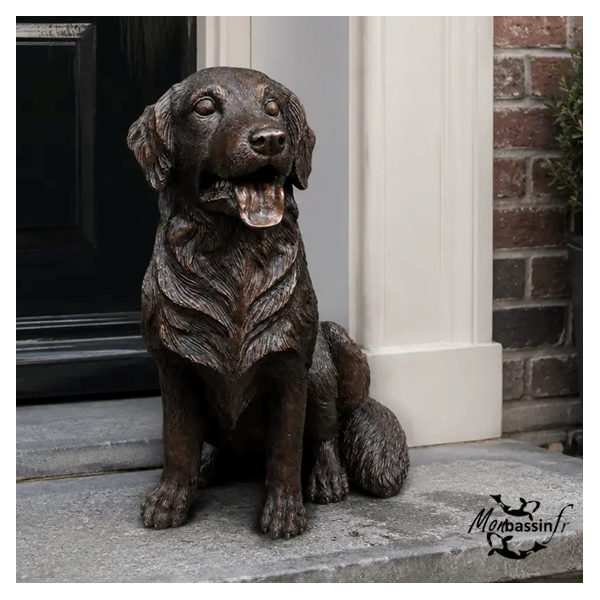 Statue Golden Retriever Bronze Jardin | MonBassin.fr