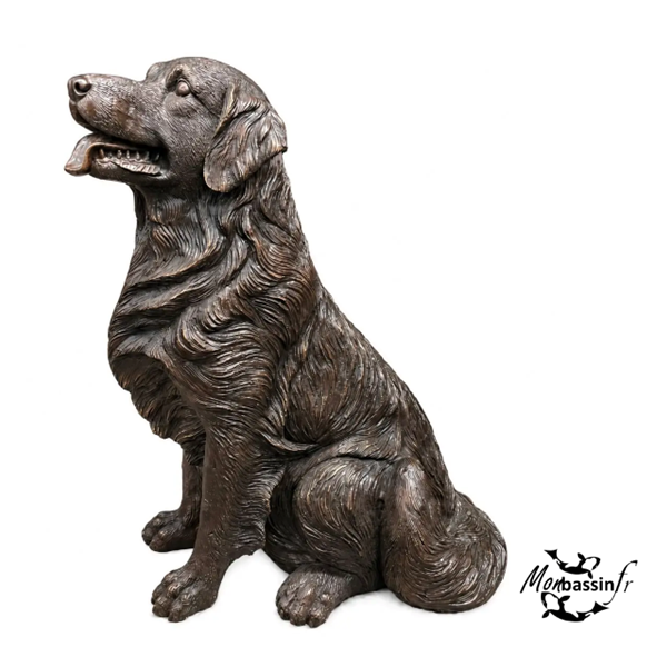 Statue Golden Retriever Bronze Jardin | MonBassin.fr