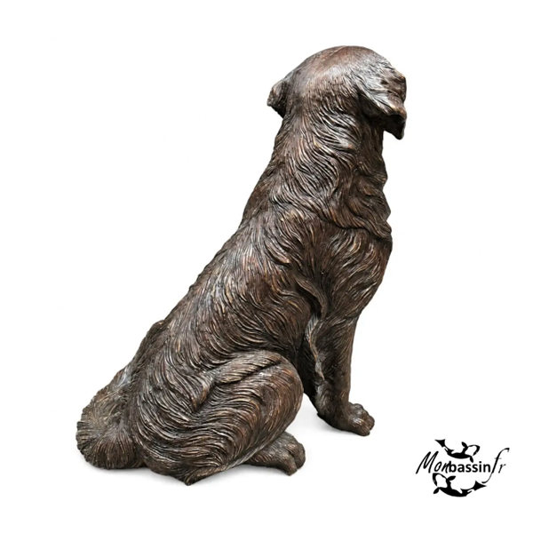 Statue Golden Retriever Bronze Jardin | MonBassin.fr