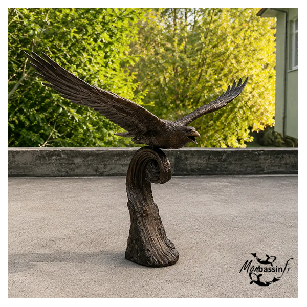 Statue Aigle sur Vague Bronze Jardin | MonBassin.fr
