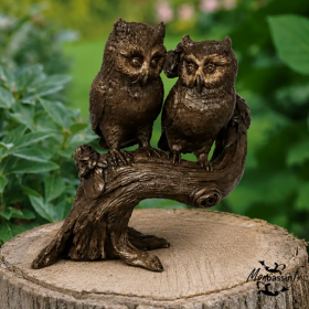 Statue Duo Hiboux Bronze Jardin | MonBassin.fr