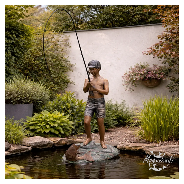 Statue Pêcheur Grandeur Nature Bassin | MonBassin.fr