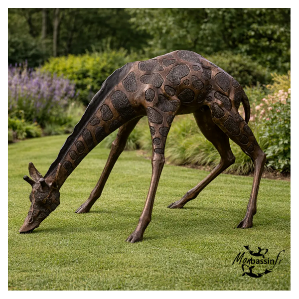 Statue Girafe Bronze Grand Format Jardin | MonBassin.fr