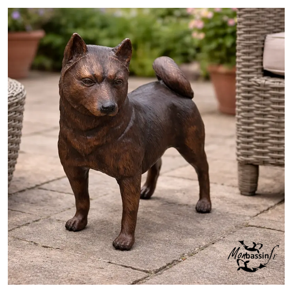 Statue Shiba Inu Bronze Jardin | MonBassin.fr