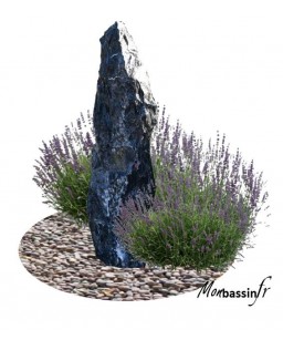 pierre decorative menhir monolith noir jardin - bassin
