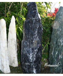 pierre decorative menhir monolith noir jardin -