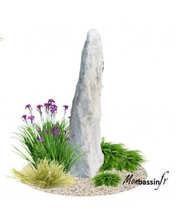 petit menhir pierre decorative jardin et bassin quartz blanc crystal