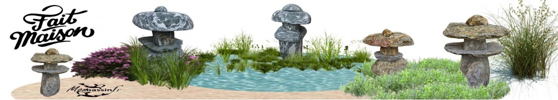 Lanterne décoration bassin en pierre naturelle.
