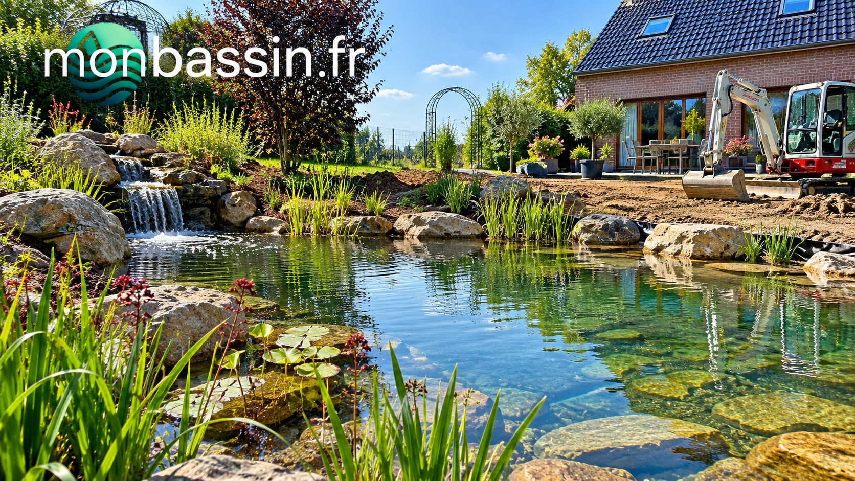 Aménagement paysager d'un bassin naturel réalisé par MonBassin.fr